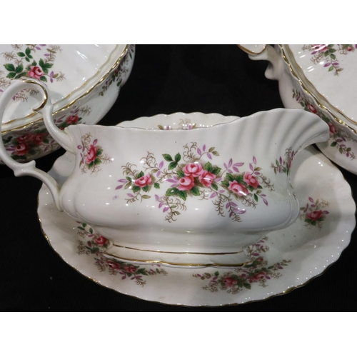 267 - Royal Albert dinner service in the Lavender Rose pattern of thirty six pieces, minor signs of use bu... 