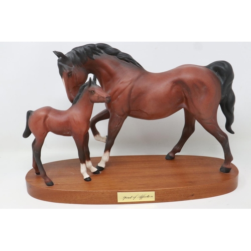 298 - Royal Doulton matte figural group of horse and foal, Spirit of Affection, no cracks or chips, overal... 