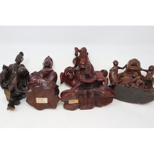 320 - Four carved Chinese figurines, largest H: 20 cm. UK P&P Group 3 (£30+VAT for the first lot and £8+VA... 