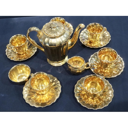 245 - Wade gilt coffee service of fifteen pieces, surface marks thoughout, small chips to base of coffee p... 