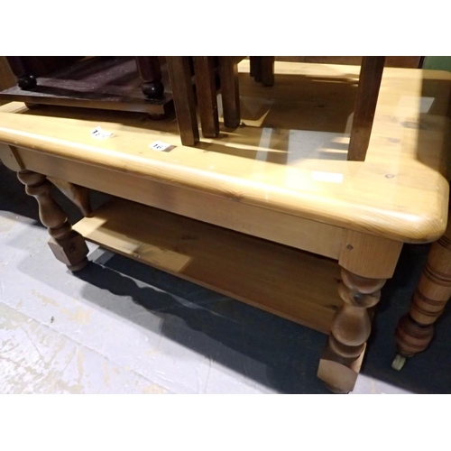 1678 - Pine two tier coffee table, 90 x 50 x 50 cm H. Not available for in-house P&P