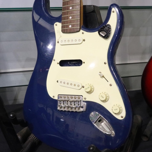 347 - Squier strat by Fender electric guitar, serial number CY00010002. Not available for in-house P&P