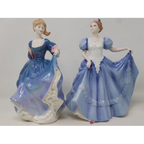 303 - Two Royal Doulton figurines, Elizabeth HN2465 and Katie HN4123, no cracks or chips, largest H: 23 cm... 