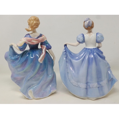 303 - Two Royal Doulton figurines, Elizabeth HN2465 and Katie HN4123, no cracks or chips, largest H: 23 cm... 