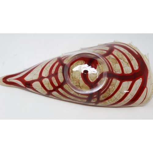 313 - Mid 20th century studio glass centre bowl in the form of a conch shell, unsigned, L: 44 cm. Not avai... 