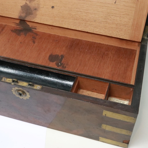 360 - Early 19th century walnut cased writing slope, with fitted interior and brass bound corners, 45 x 25... 