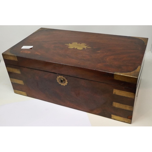 360 - Early 19th century walnut cased writing slope, with fitted interior and brass bound corners, 45 x 25... 