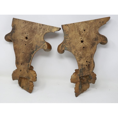 362 - Pair of gilt carved wood corbels, both with losses, H: 34 cm. Not available for in-house P&P