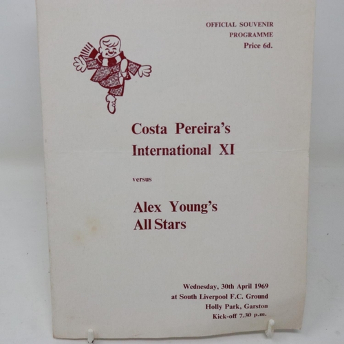 376 - Signed programme, Costa Pereira international XI vs Alex Youngs all stars April 1969 signatures incl... 