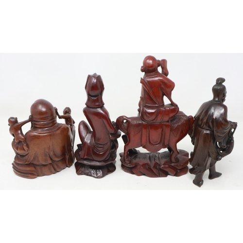 320 - Four carved Chinese figurines, largest H: 20 cm. UK P&P Group 3 (£30+VAT for the first lot and £8+VA... 