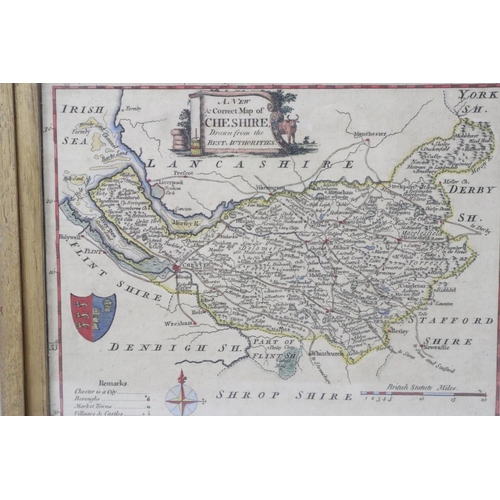 408 - Antiquarian map of Cheshire, with a Thomas Gardner continuation of the road from Bristol to Chester.... 