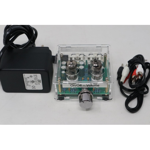 415 - 6J1 stereo valve preamplifier with case, cables and power supply. Working at lotting. UK P&P Group 1... 