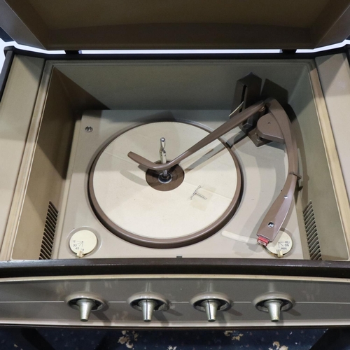 418 - Pye Stereophonic Projection system model 1005 record player with mahogany stand. All electrical item... 