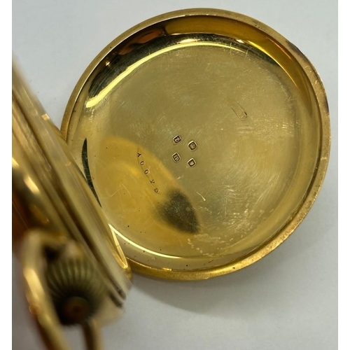 62 - 18ct gold cased Atkinson of Earlestown half hunter crown wind pocket watch, total 116.7g, works for ... 