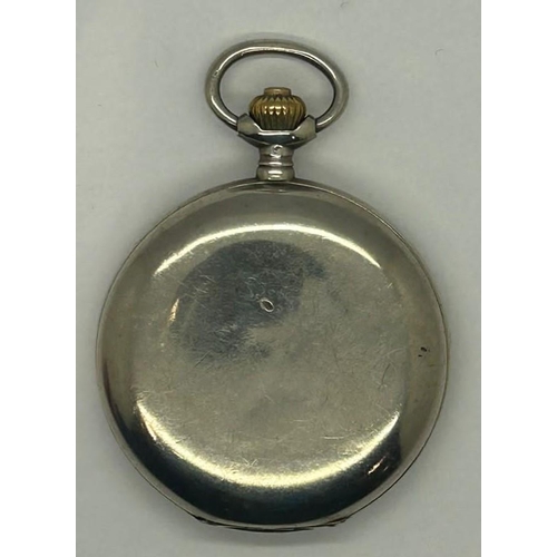 76 - OMEGA: 800 silver cased full hunter crown wind pocket watch with subsidiary seconds dial, working at... 