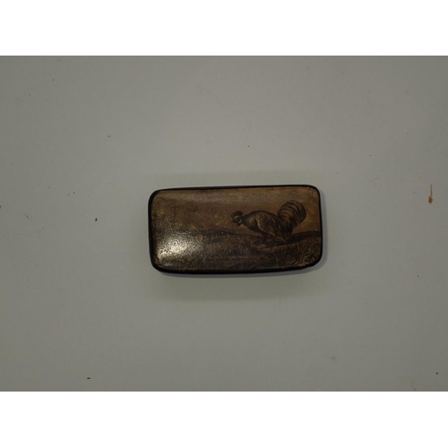 195 - Georgian lacquered snuff box, L: 65 mm. UK P&P Group 1 (£16+VAT for the first lot and £2+VAT for sub... 