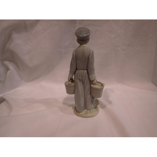 203 - Lladro figurine of a boy carrying two pails, no cracks or chips, H: 22 cm. UK P&P Group 1 (£16+VAT f... 