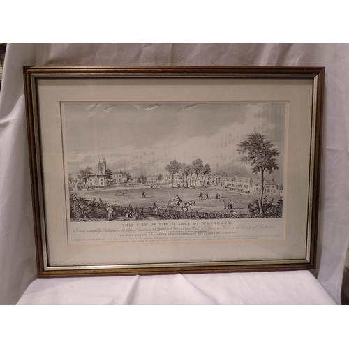 378 - J D Challener print of the Cheshire village of Kenbury, 1848, 30 x 45 cm. Not available for in-house... 