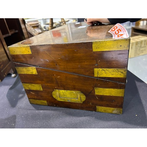 360 - Early 19th century walnut cased writing slope, with fitted interior and brass bound corners, 45 x 25... 