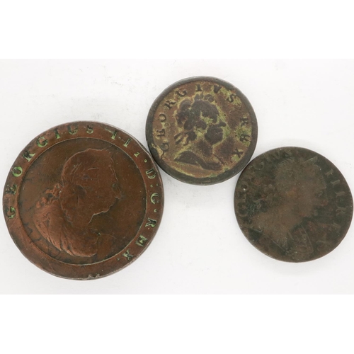 2036 - 1797 cartwheel twopence of George III and two further coins (3). UK P&P Group 0 (£6+VAT for the firs... 