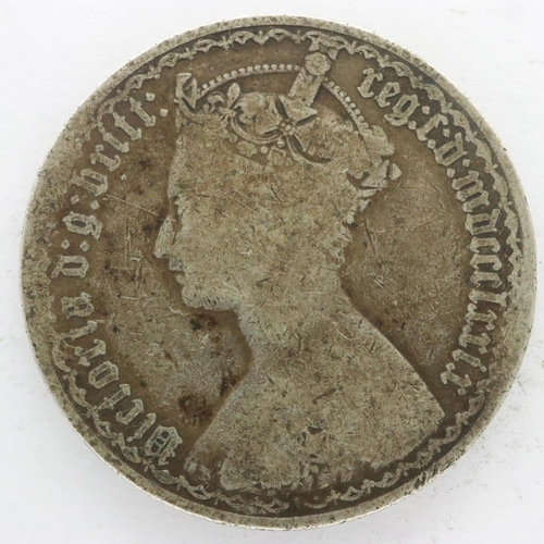 2042 - Victorian silver dateless Gothic florin. UK P&P Group 0 (£6+VAT for the first lot and £1+VAT for sub... 