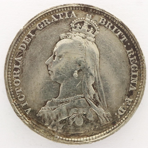 2050 - 1887 silver shilling of Queen Victoria - VF grade, UK P&P Group 0 (£6+VAT for the first lot and £1+V... 