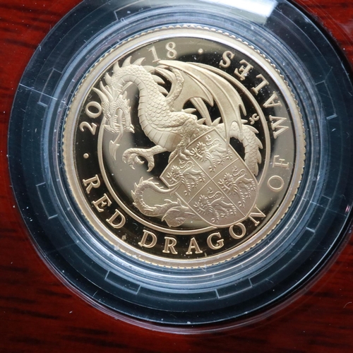 2053 - 2018 gold proof quarter-oz £25, The Red Dragon of Wales from the Queens Beasts collection, Royal Min... 