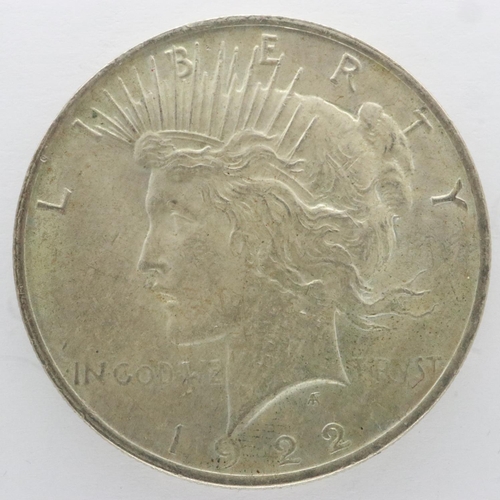 2057 - 1922 American silver peace dollar, nUNC. UK P&P Group 0 (£6+VAT for the first lot and £1+VAT for sub... 