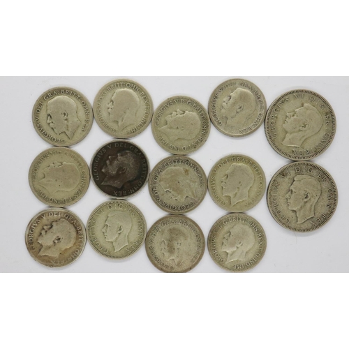 2058 - Lot of Silver George V coins - circulated grades, UK P&P Group 0 (£6+VAT for the first lot and £1+VA... 