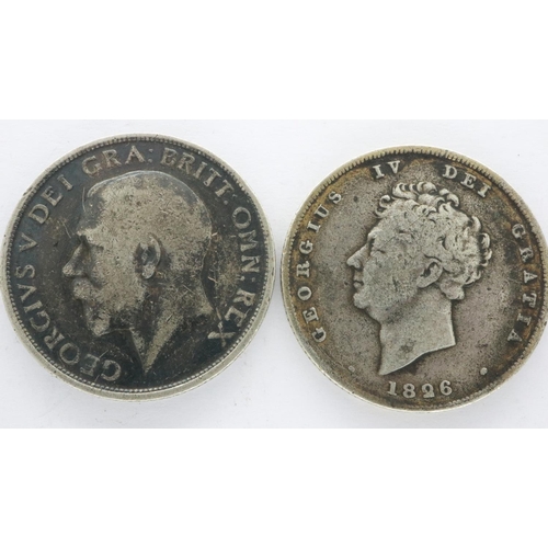 2061 - Two silver shillings - circulated and gilt, UK P&P Group 0 (£6+VAT for the first lot and £1+VAT for ... 