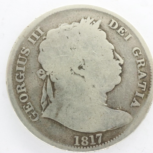 2077 - 1817 silver half crown of George III - F grade, UK P&P Group 0 (£6+VAT for the first lot and £1+VAT ... 