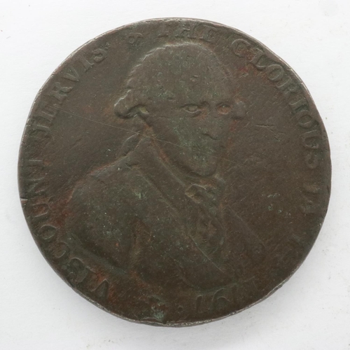 2087 - 1797 copper halfpenny token: Viscount Jervis & The Glorious 14 (ode to the Battle of Cape St Vincent... 