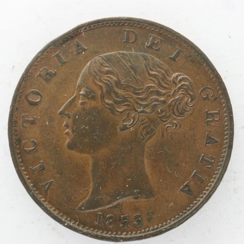 2091 - 1853 halfpenny of Queen Victoria. UK P&P Group 0 (£6+VAT for the first lot and £1+VAT for subsequent... 