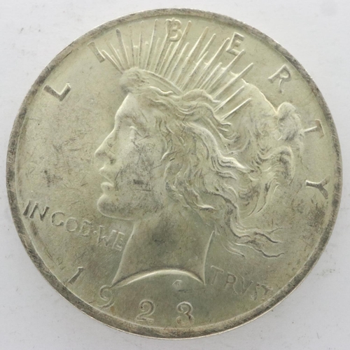 2103 - 1923 American silver peace dollar, nUNC. UK P&P Group 0 (£6+VAT for the first lot and £1+VAT for sub... 