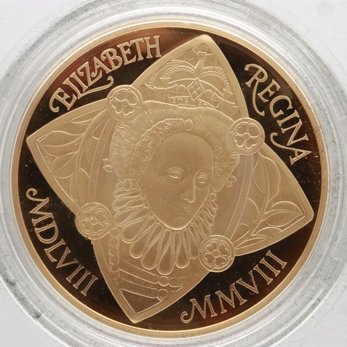 2104 - 2008 gold proof £5, 450th Anniversary of the Ascension of Elizabeth I, Royal Mint, limited edition o... 