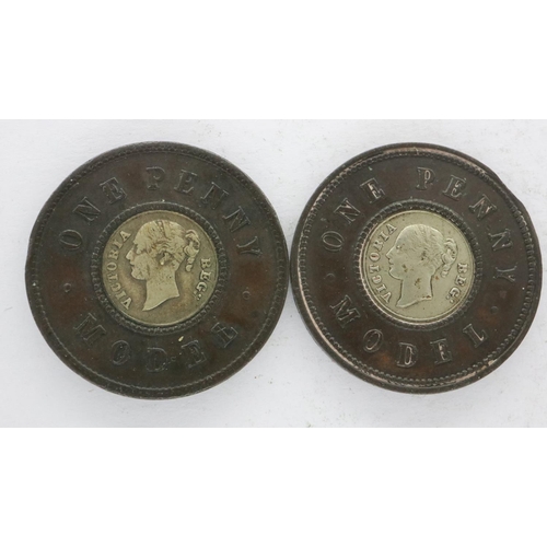 2113 - Two one-penny models of Queen Victoria. UK P&P Group 0 (£6+VAT for the first lot and £1+VAT for subs... 