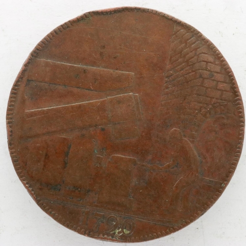 2117 - 1790 John Wilkinson Iron Master halfpenny token. UK P&P Group 0 (£6+VAT for the first lot and £1+VAT... 