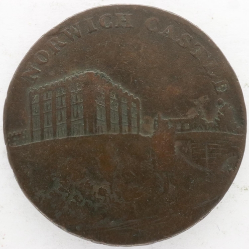 2123 - 1794 copper halfpenny token, Norwich Castle. UK P&P Group 0 (£6+VAT for the first lot and £1+VAT for... 