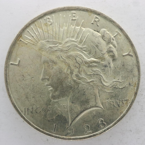 2127 - 1923 American silver peace dollar, nUNC. UK P&P Group 0 (£6+VAT for the first lot and £1+VAT for sub... 