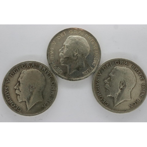 2135 - Three silver half crowns of George V: 1912, 1916 and 1917. UK P&P Group 0 (£6+VAT for the first lot ... 