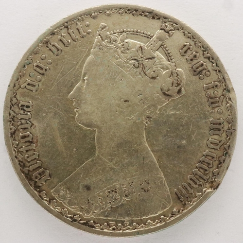 2136 - 1858 (dateless) silver florin of Queen Victoria, Gothic type. UK P&P Group 0 (£6+VAT for the first l... 