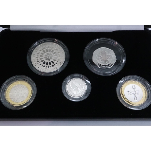 2159 - 2007 silver proof Piedfort Collection five-coin set, Royal Mint, limited edition of 3000, boxed with... 