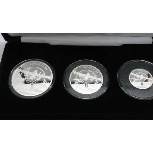 2172 - 2018 silver proof three-coin D-Day commemorative set, Jubilee Mint, limited edition of 499, boxed wi... 