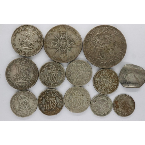 2175 - Mixed lot of English pre-decimal silver coins - circulated, UK P&P Group 0 (£6+VAT for the first lot... 