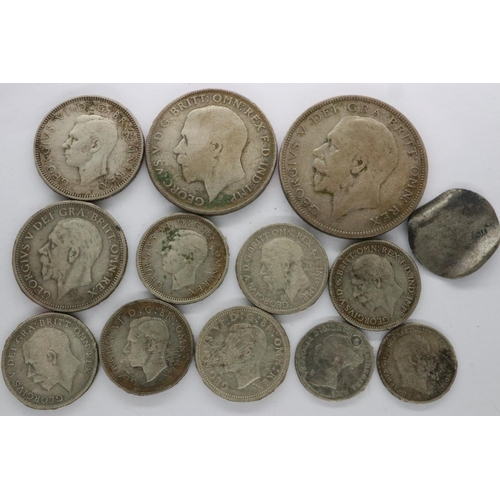 2175 - Mixed lot of English pre-decimal silver coins - circulated, UK P&P Group 0 (£6+VAT for the first lot... 