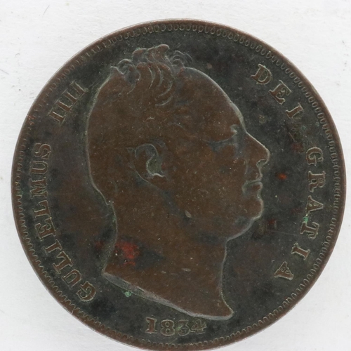 2177 - 1834 copper farthing of William IV - aVF grade, UK P&P Group 0 (£6+VAT for the first lot and £1+VAT ... 