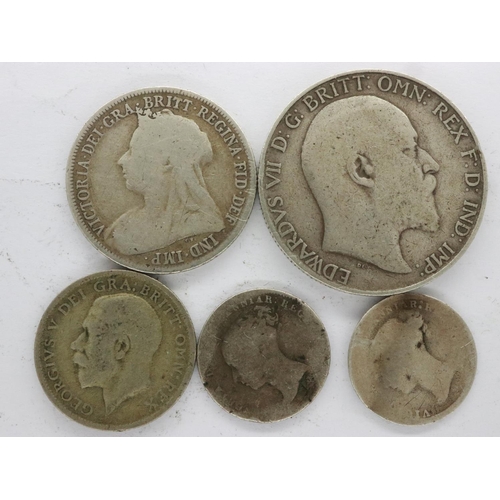 2186 - Lot of silver coinage - groat to florin - circulated, UK P&P Group 0 (£6+VAT for the first lot and £... 