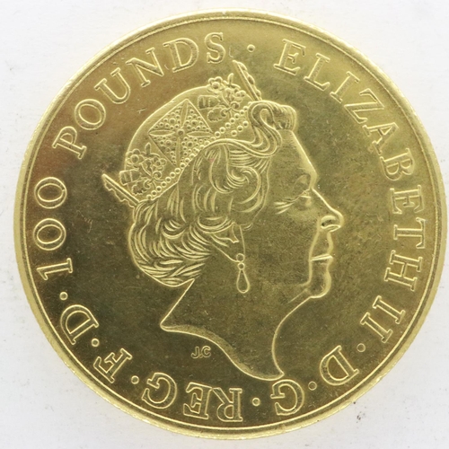 2188 - £100 gold plated Queens Animals coin - Westminster Mint - UNC condition, UK P&P Group 0 (£6+VAT for ... 