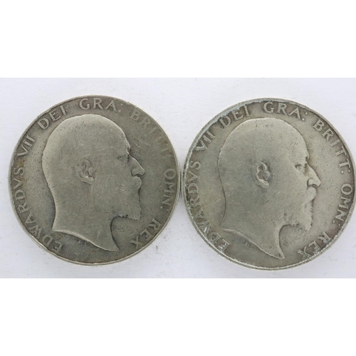 2190 - Two silver half crowns of Edward VII, 1906 and 1908. UK P&P Group 0 (£6+VAT for the first lot and £1... 