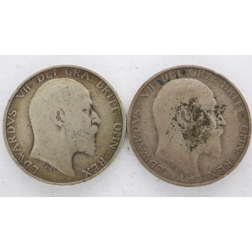 2191 - Two silver shillings of Edward VII - circulated, UK P&P Group 0 (£6+VAT for the first lot and £1+VAT... 